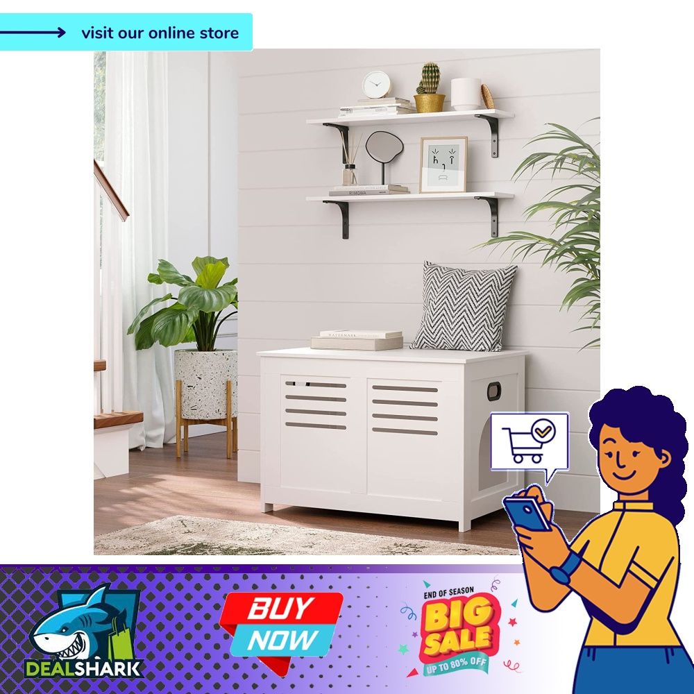 DINZI LVJ Litter Box Enclosure, Flip-Top Enclosed Litter Box,  Hidden Cat Washroom with Good Ventilation, Entrance Can Be on Left or  Right, Cat House Furniture for Most of Cat and Litter