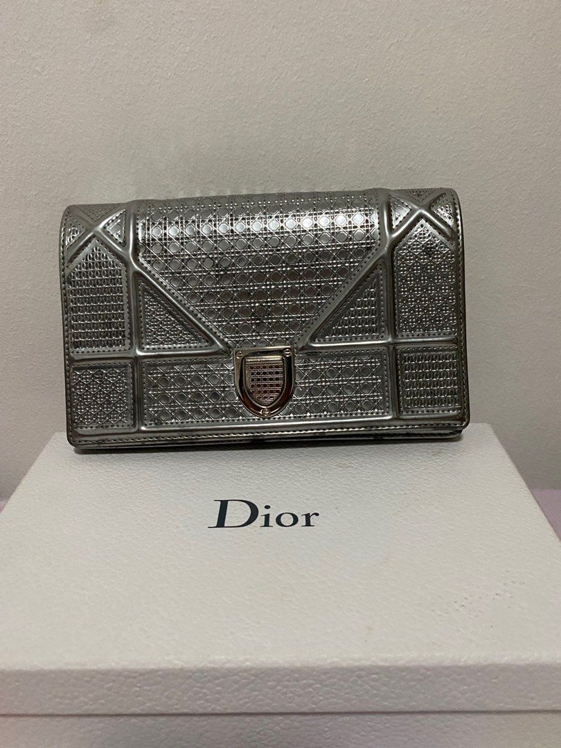 SOLD** NEVER BEEN USED - DIOR Small Diorama Bag Metallic Silver Micro  Cannage Leather, Luxury, Bags & Wallets on Carousell