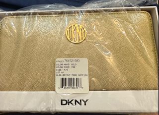 DKNY Dark Beige Saffiano Leather Envelope Flap Continental Wallet