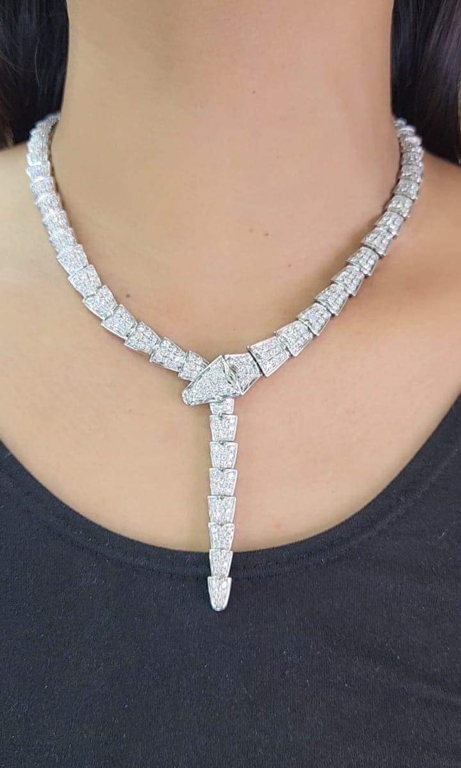 FASTBREAK SALE Natural Diamonds BVLGARI Serpenti Viper Necklace Carat 12.64cts Diamonds Clarity VVS1 Color F Weight 69.31 grams Length 17 Mounting 18 Karat Gold Women s Fashion Jewelry Organizers Neck...