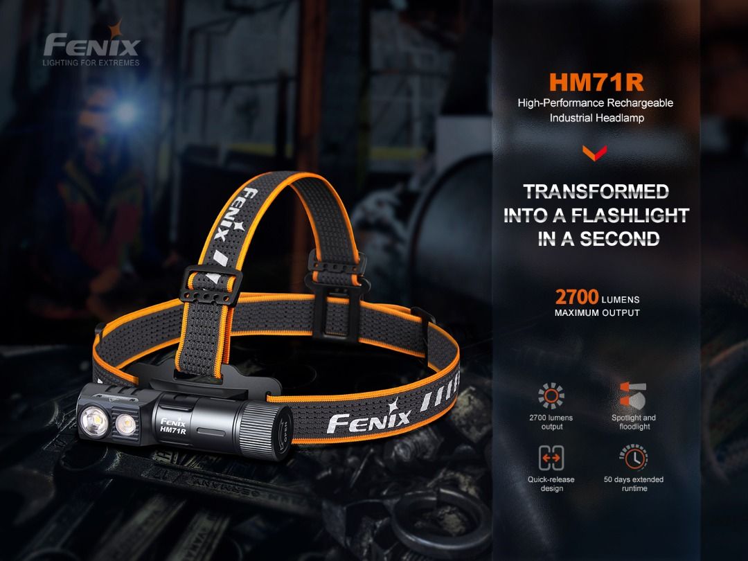 Fenix HM71R [2700 Lumens] Rechargeable Headlamp Cum Right Angle Flashlight,  Sports Equipment, Hiking  Camping on Carousell