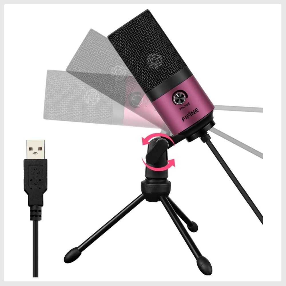 FIFINE USB Podcast Condenser Microphone Recording On Laptop, No Need