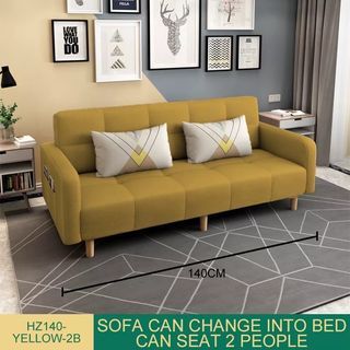 Folding Sofa Bed 3-4 Seats Free Gift With Two Pillows Fabric Folid Wood Sofa Chair 1.8M Furniture at 57% off!