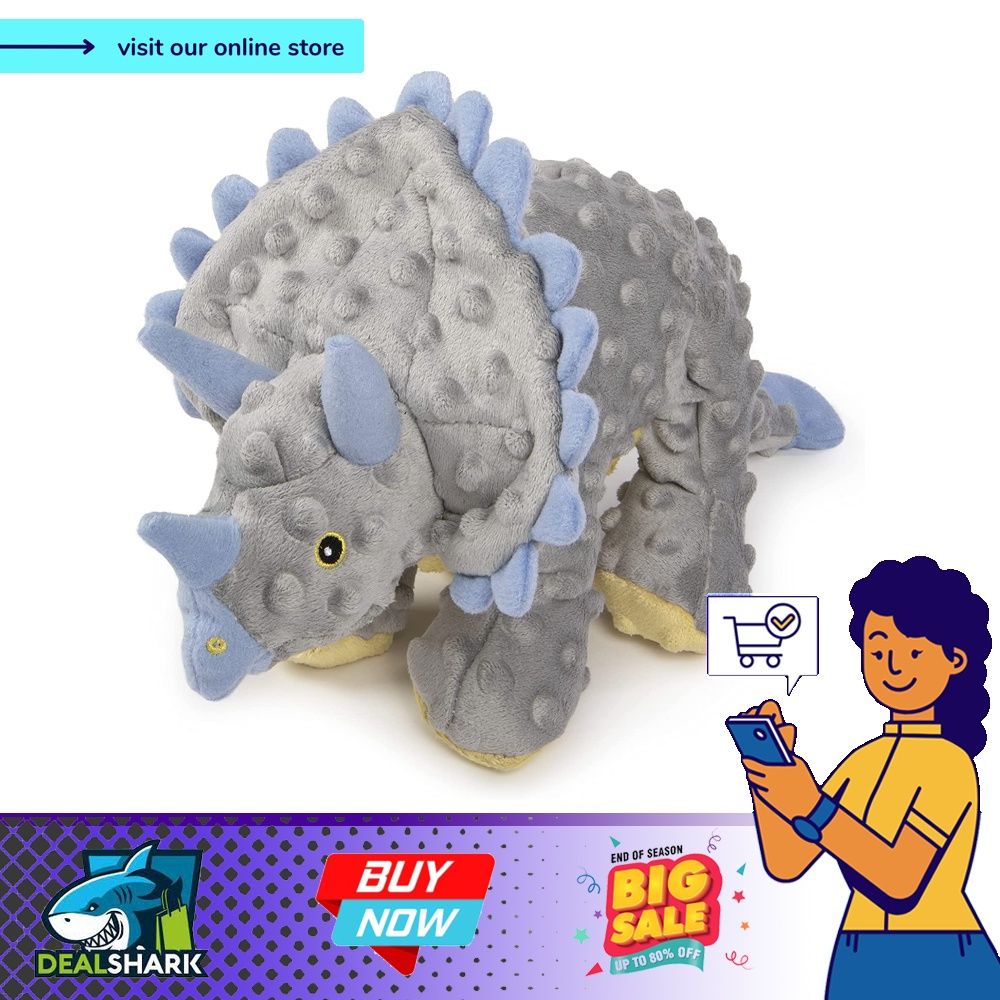 goDog Dinos Triceratops With Chew Guard Technology Tough Plush Dog