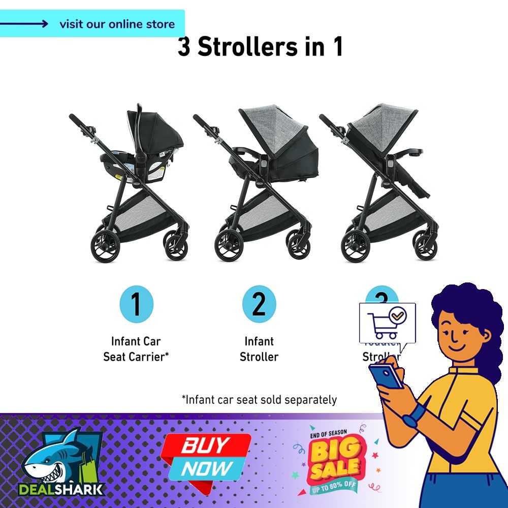 Graco Modes Element Stroller Baby Stroller with Reversible Seat Extra Storage Child Tray Gotham