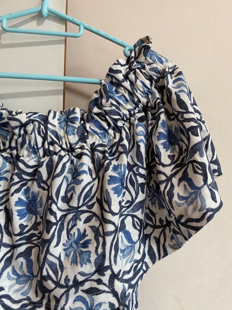 H and m best sale blue and white dress