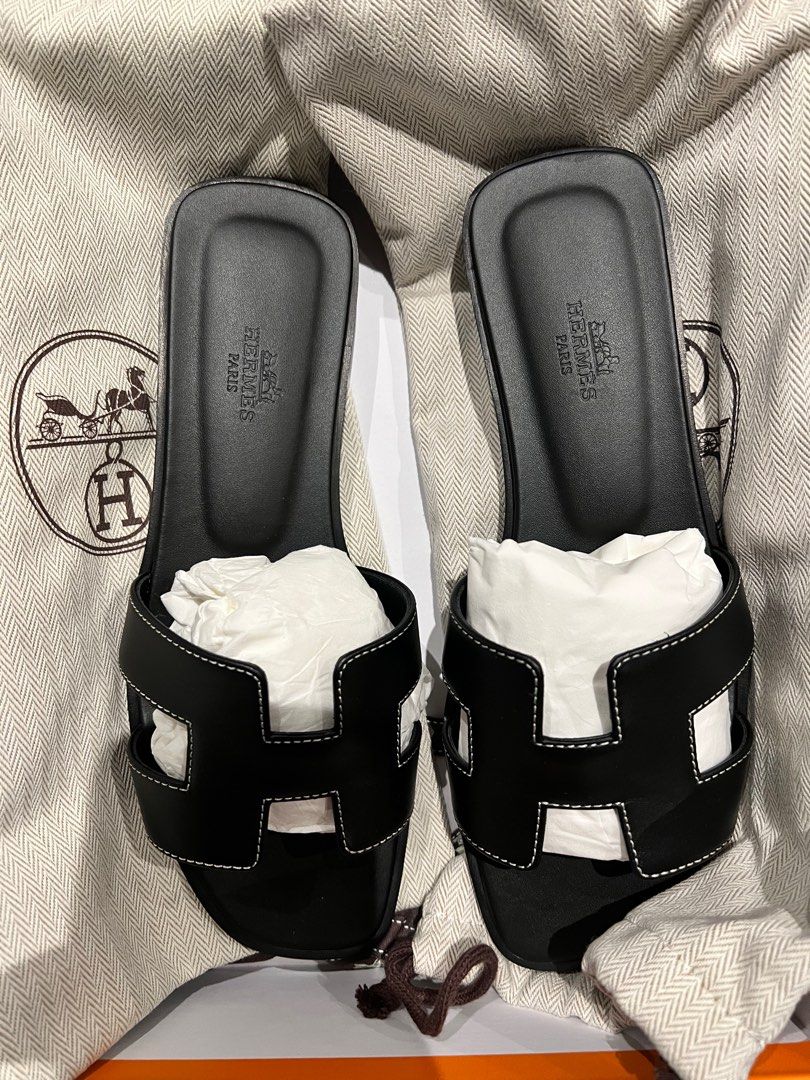 Sandales Hermès Oran HERMES SANDALES ORAN Black, Fesyen Wanita