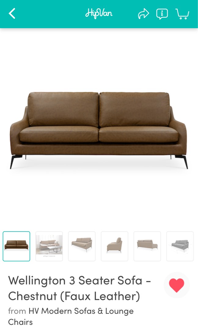 Hipvan Wellington 3 Seater Sofa (Faux Leather), Furniture & Home Living