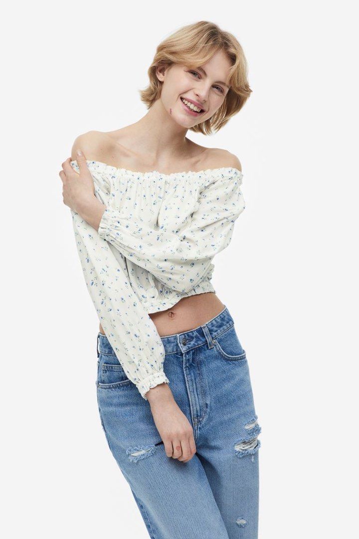 H&m floral clearance off shoulder top