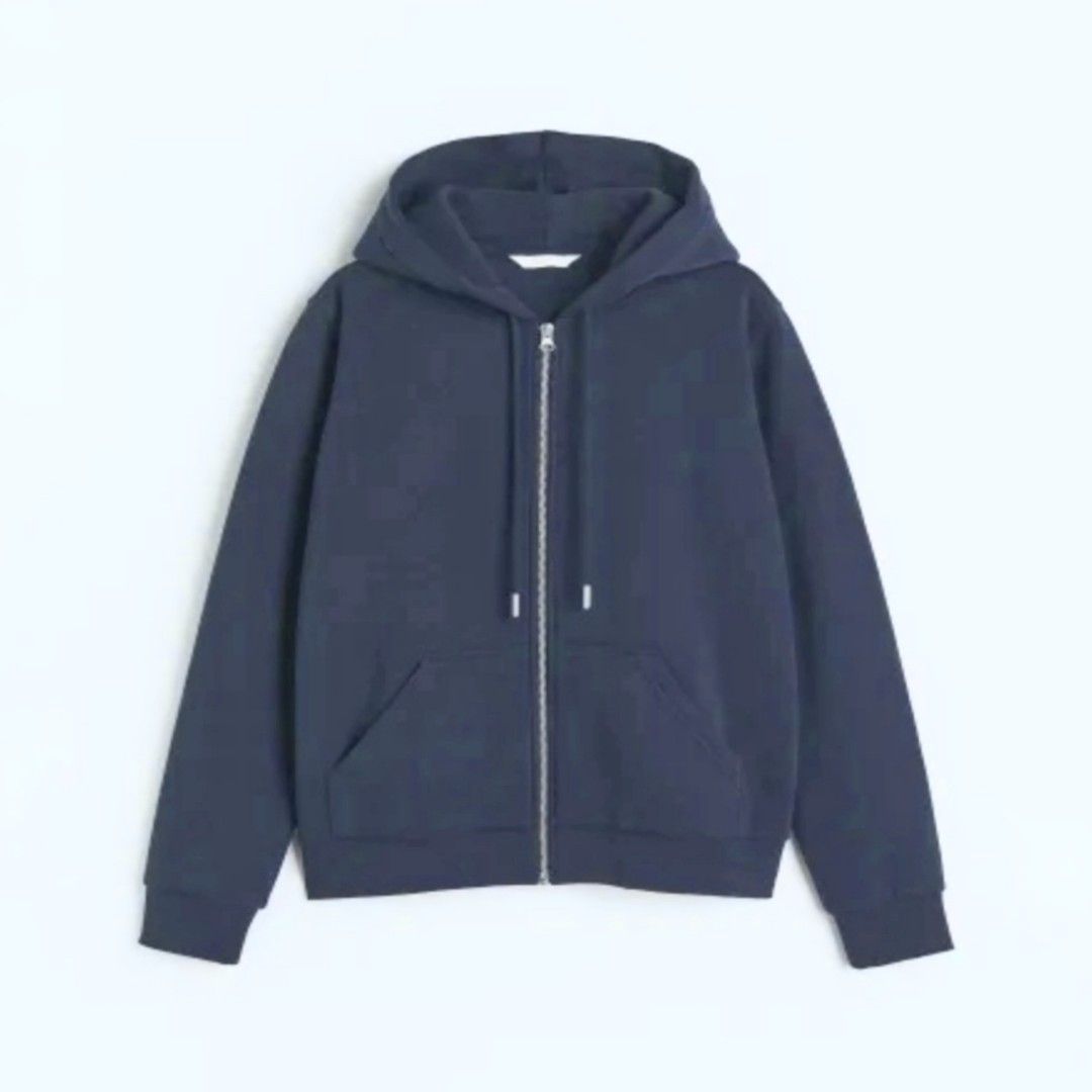 H M divided zip up hoodie gray grayish dark blue sweater sweatshirt jacket Women s Fashion Coats Jackets and Outerwear on Carousell