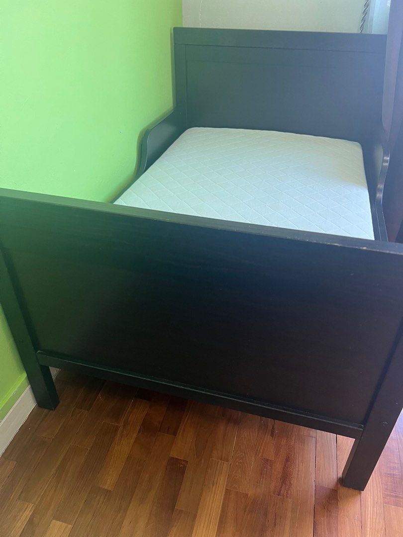 Ikea extendable toddler bed frame with mattress, Babies & Kids, Baby