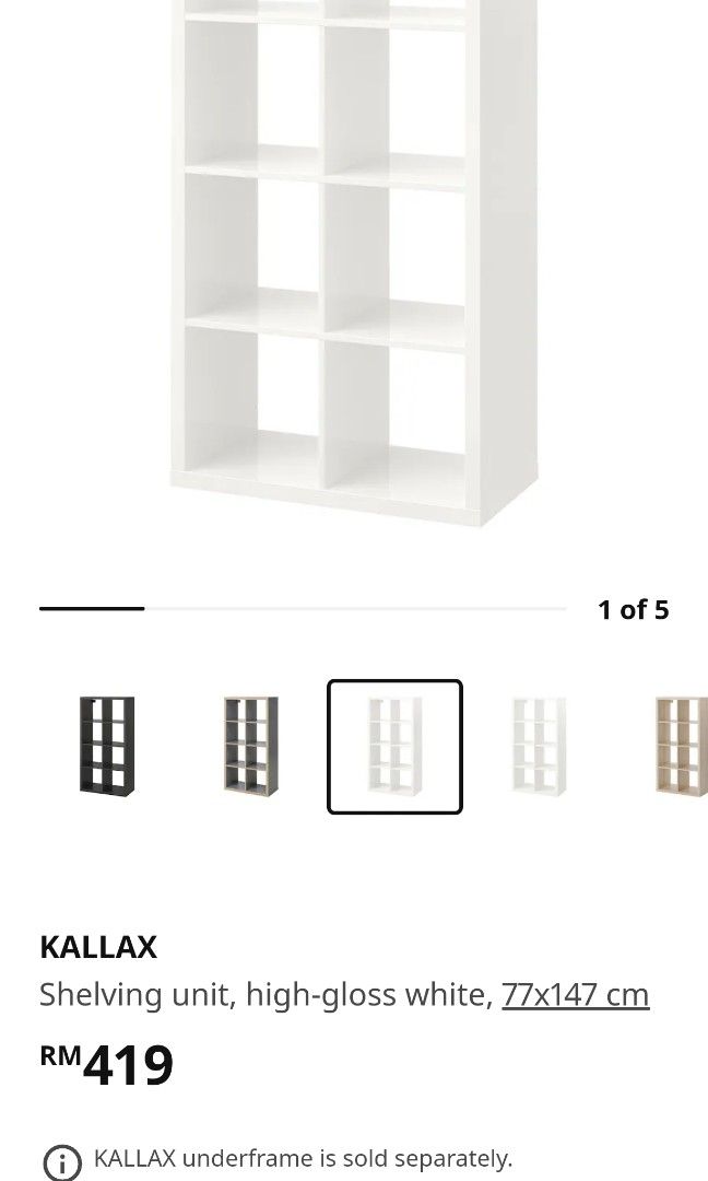 Ikea Kallax Shelf + leg frame, Furniture & Home Living, Furniture