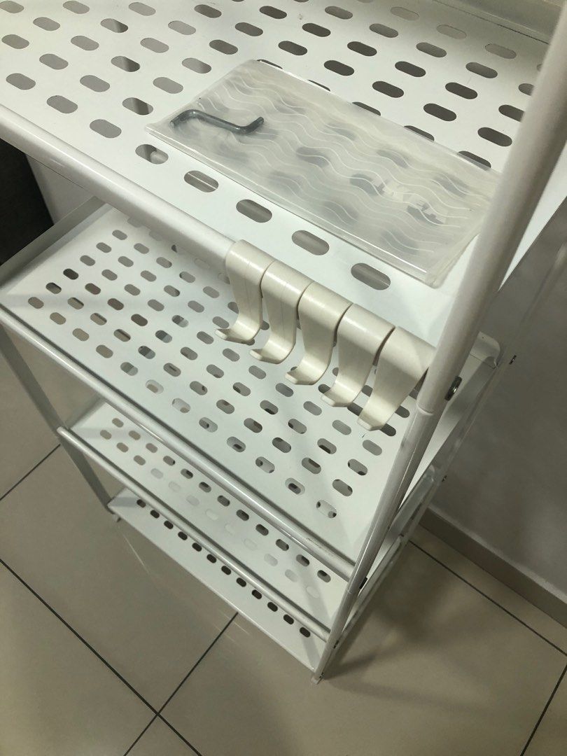 Ikea Mulig white steel shelf (discontinued production), will disassemble to pass on, Furniture