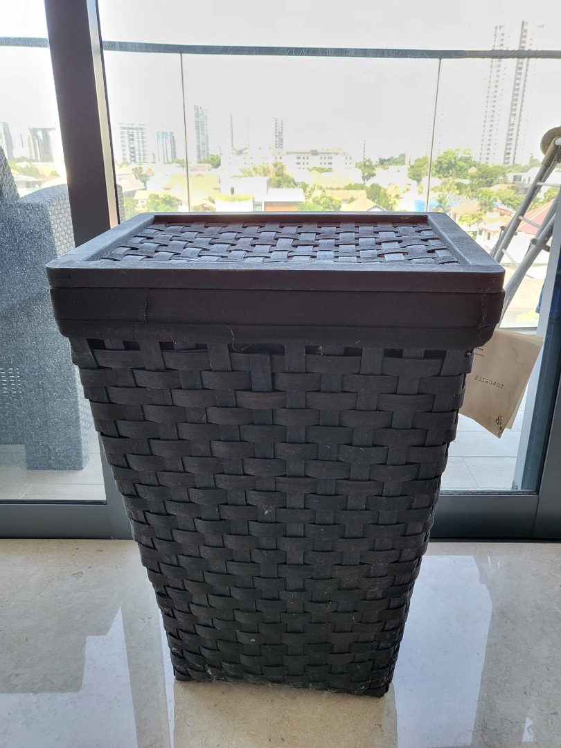 IKEA Rattan laundry basket with Canvas Cloth, Furniture & Home Living