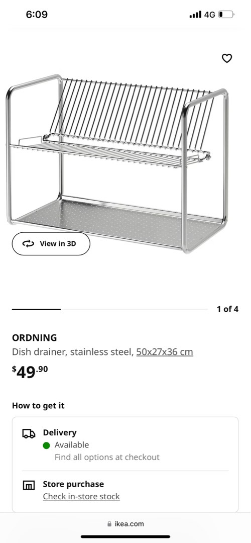 IKEA Stainless Steel Dish Rack ORDNING, Furniture & Home Living