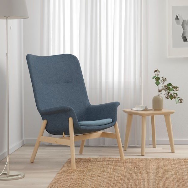 Ikea VEDBO Highback Armchair in Blue, Furniture & Home Living