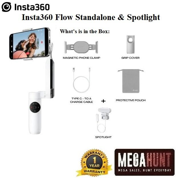 Insta360 Flow Standalone + Spotlight Smartphone Gimbal Stabilizer (Stone  Gray/Summit White)