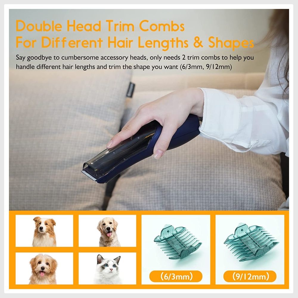 Pet hair trimmer top with vacuum