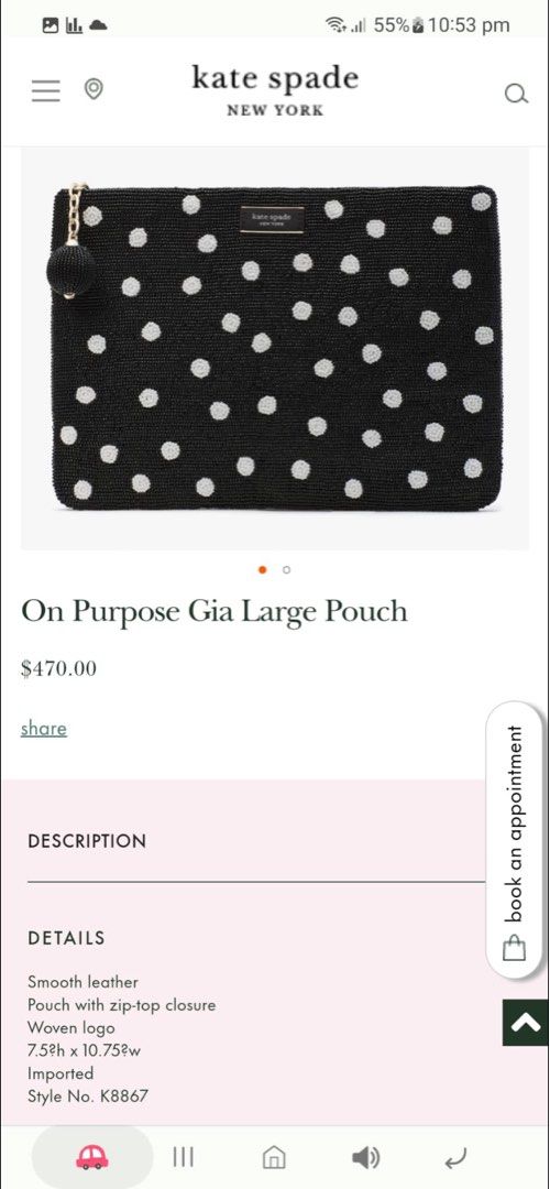 Kate spade clearance large pouch