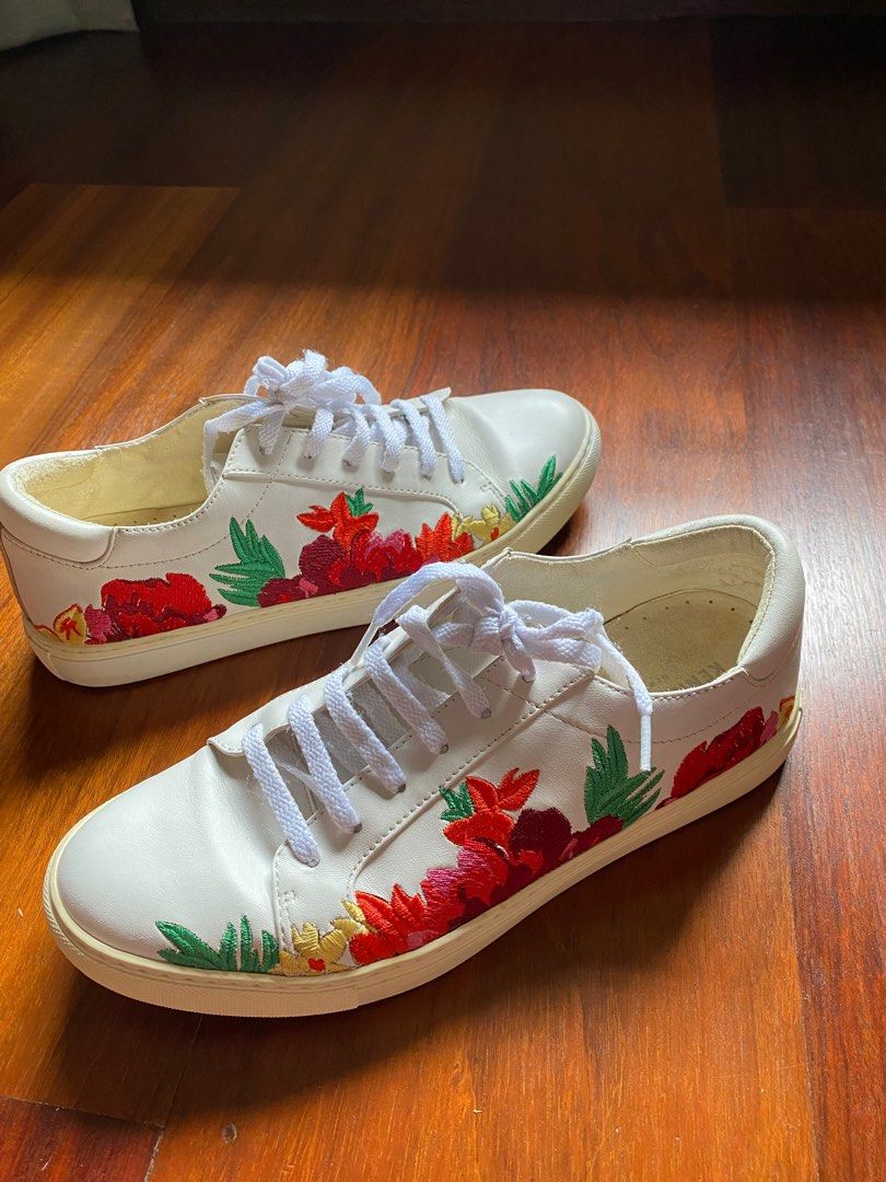 Embroidered floral shoes sales