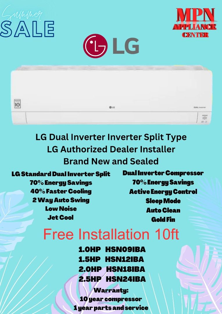 Lg Dual Inverter Split Type Air Conditioner Tv And Home Appliances Air Conditioning And Heating 2116