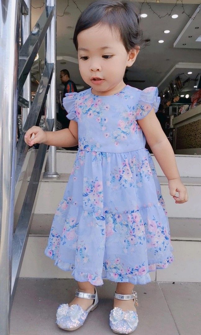 Lipsy London UK Baby Dress Lilac Purple Floral Flower