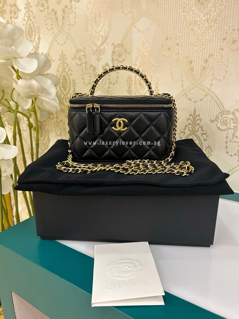 LNIB Chanel O Purse Vanity Top Handle Black Lamb GHW, Luxury, Bags &  Wallets on Carousell