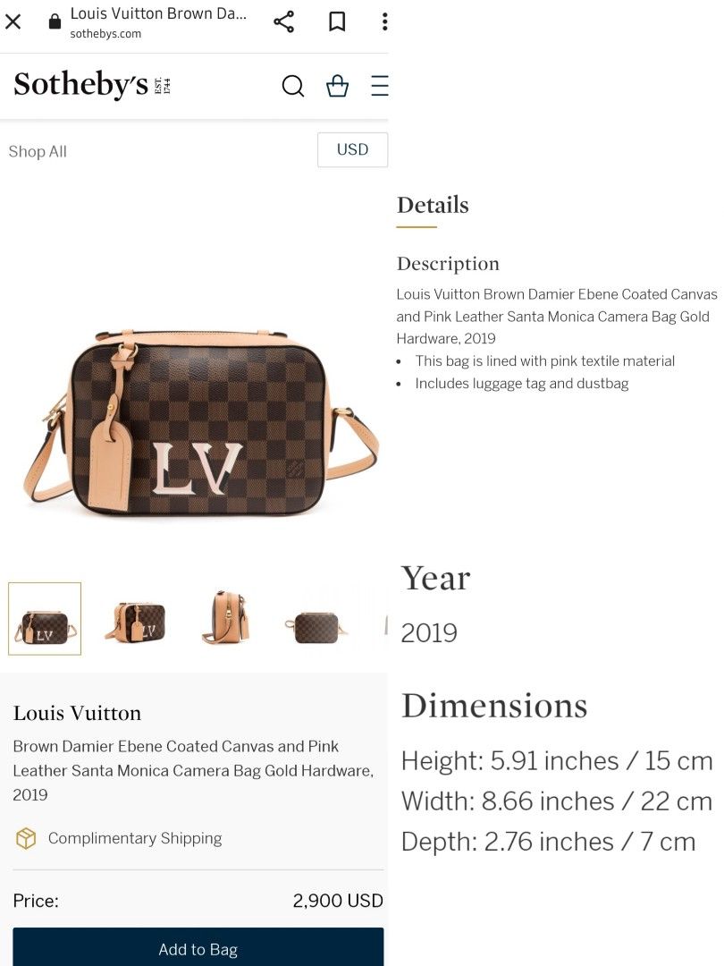 LV / Louis Vuitton Santa Monica Damier Ebene Camera bag, Luxury, Bags &  Wallets on Carousell