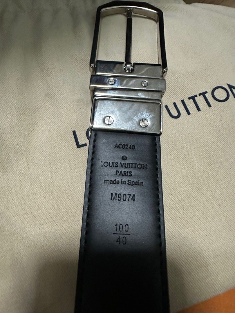 Louis Vuitton Slender 35mm Reversible Belt Black Damier Canvas. Size 85 cm