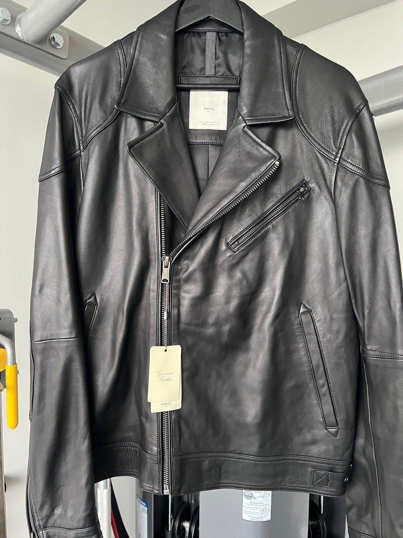 Mango man leather top biker jacket