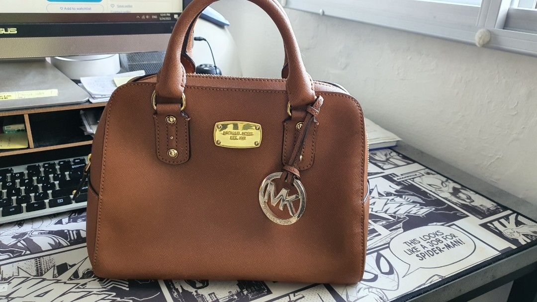 michael kors brown leather satchel