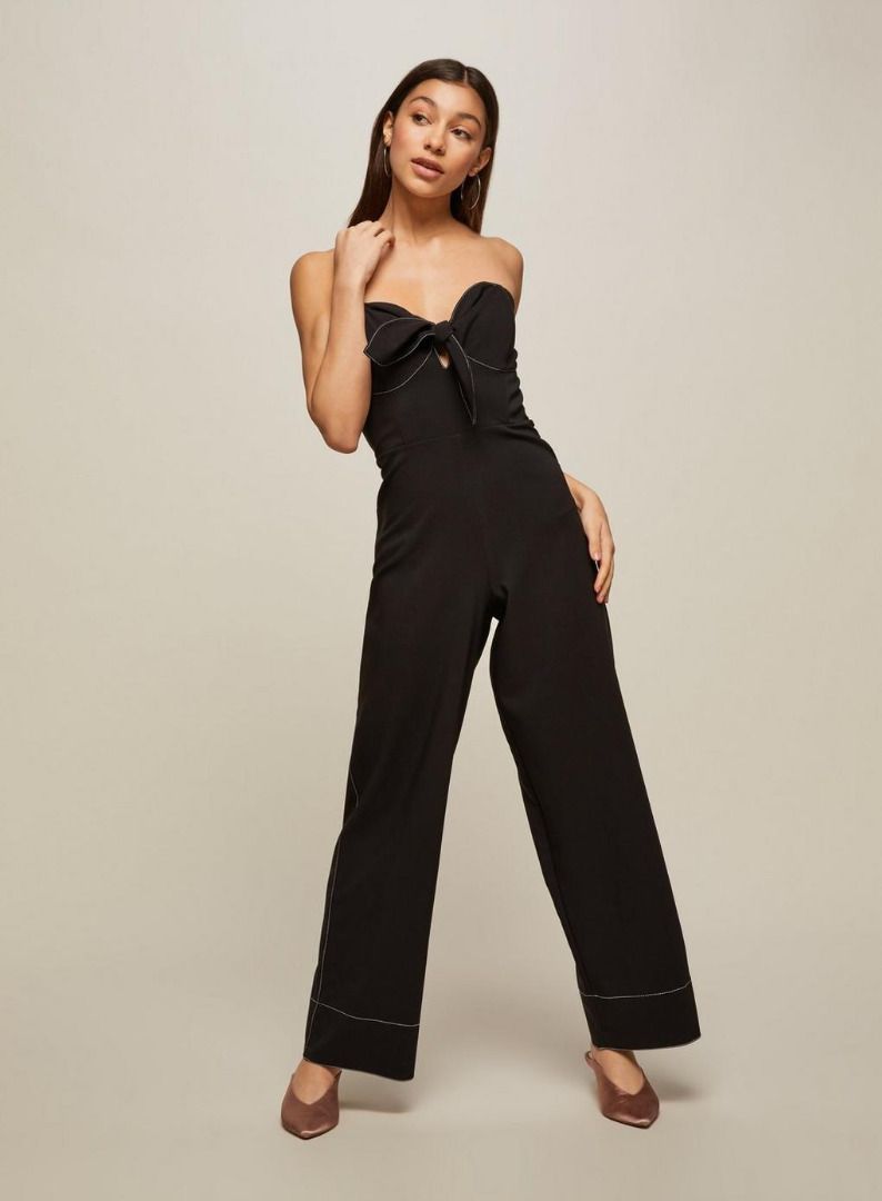 MISS SELFRIDGE Petite Black Stitch Detail Knot Jumpsuit Black UK8 Women s Fashion Dresses Sets Jumpsuits on Carousell