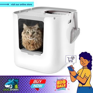 DINZI LVJ Hidden Cat Litter Box Enclosure, Flip Top Cat Washroom Furniture,  Good Ventilation, Entrance Can