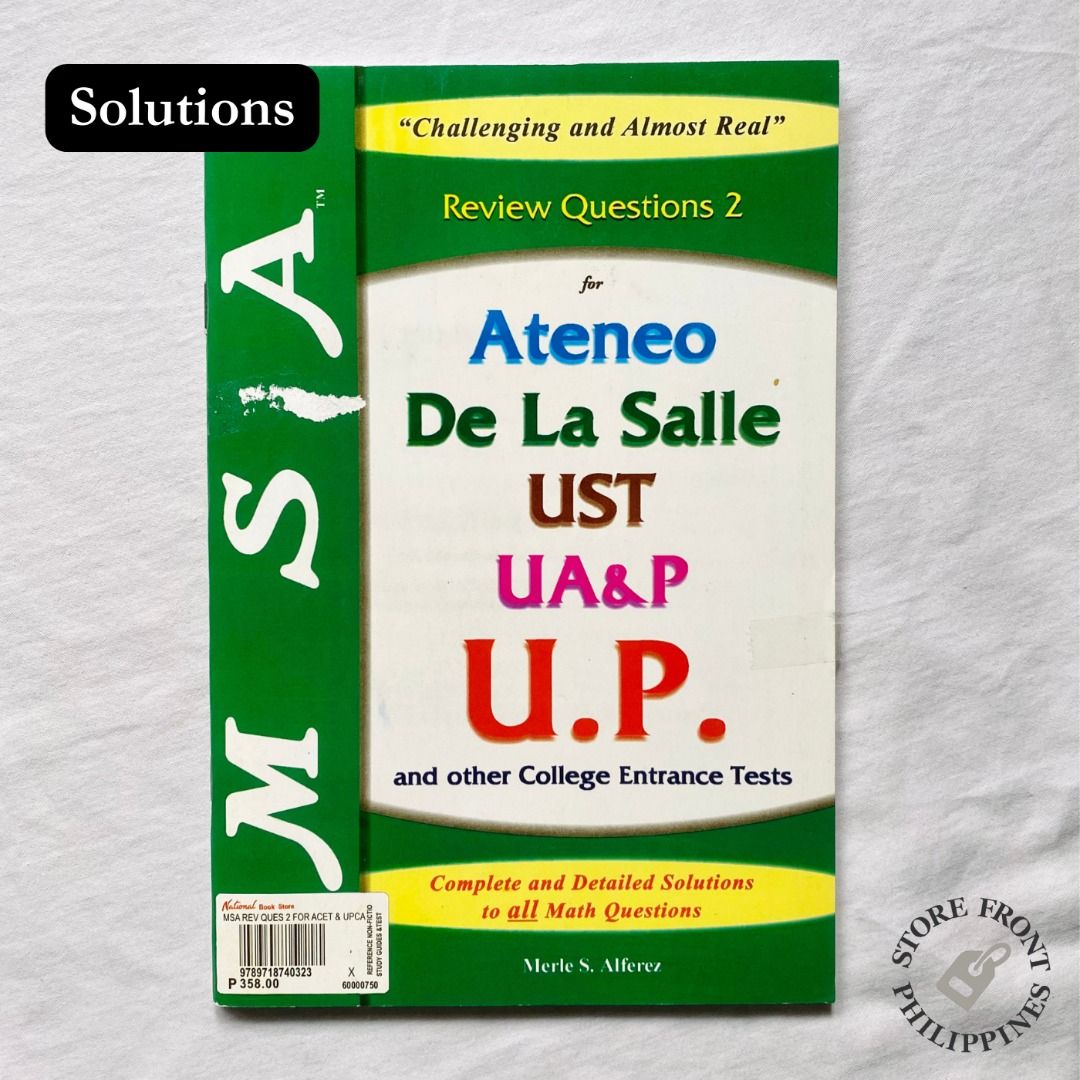 MSA Reviewer for All College Entrance Tests (Reviewer Book + Math ...