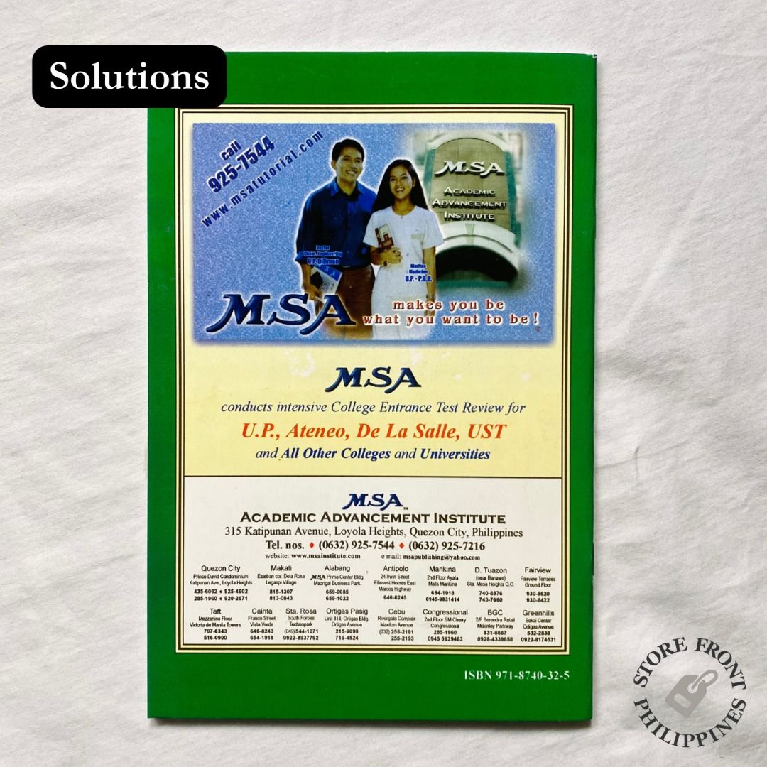 MSA Reviewer for All College Entrance Tests (Reviewer Book + Math ...