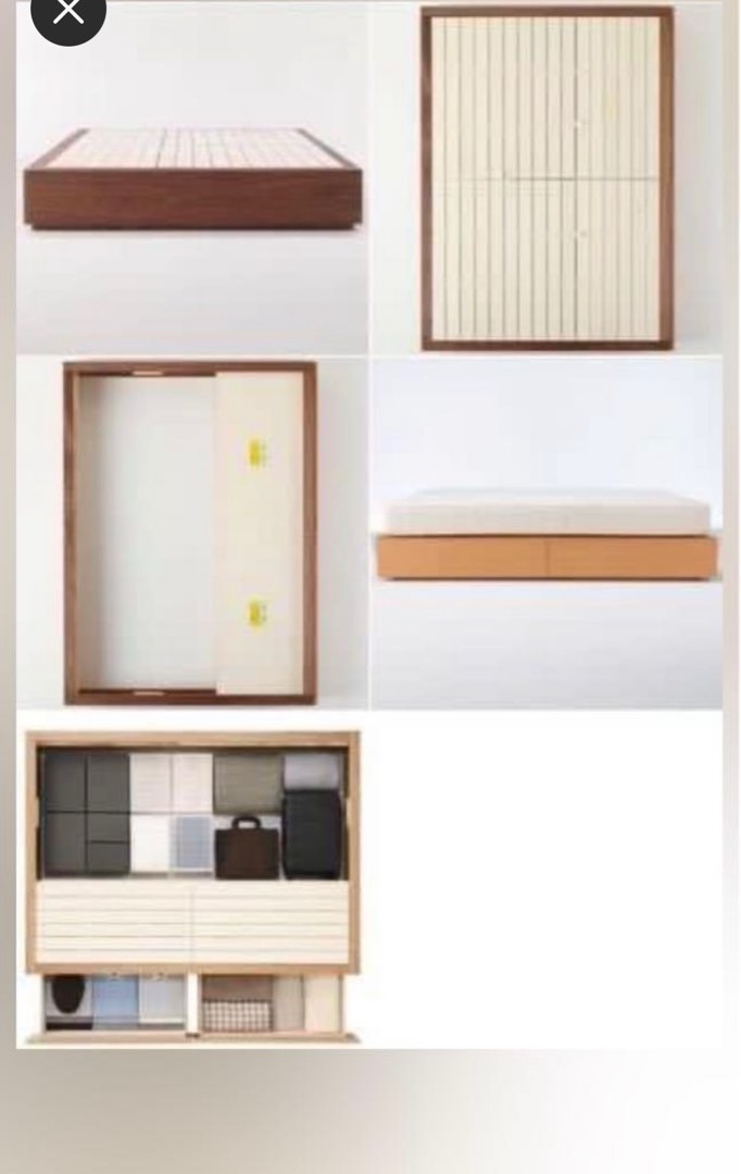 Muji storage bed with Muji mattress double size, Furniture & Home