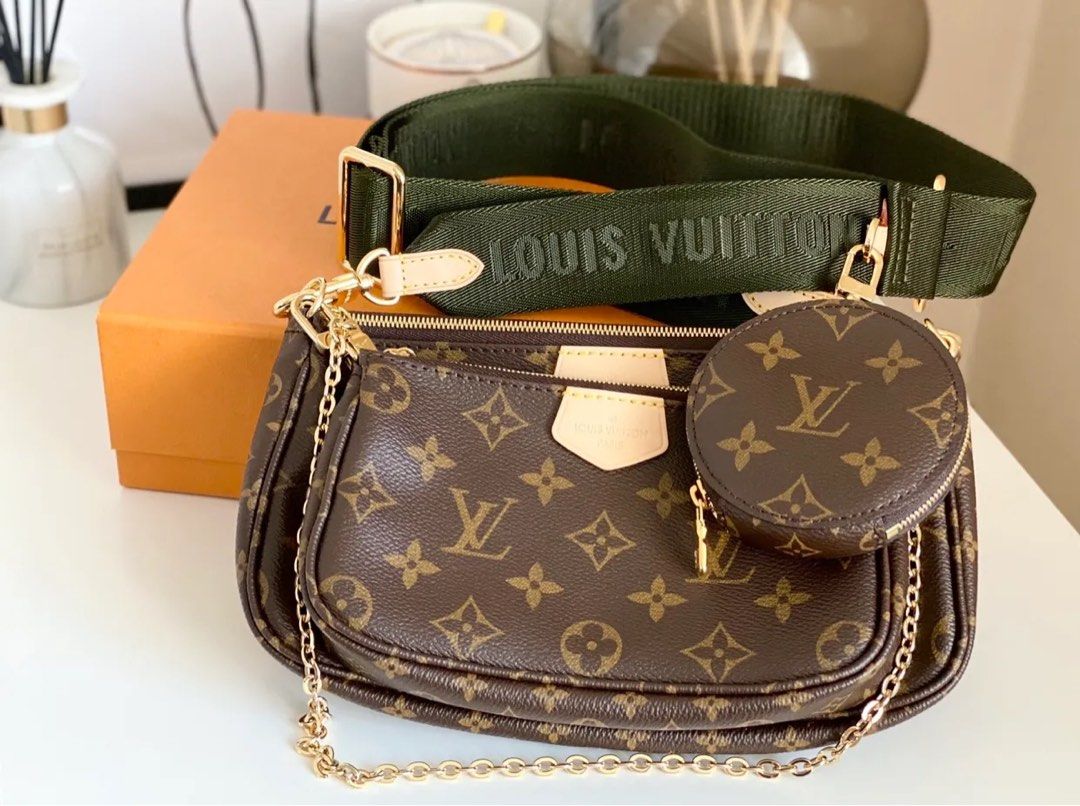 Louis Vuitton Multi Pochette Brown LV Print Khaki Green Strap