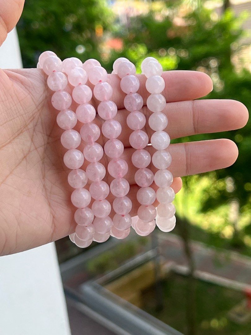 Raw rose quartz bracelet top