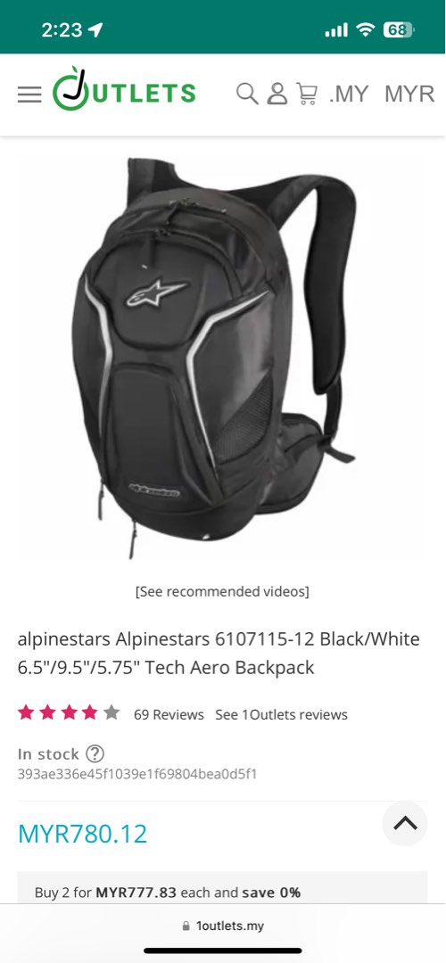 Original Alpinestars Tech Aero Backpack Men s Fashion Bags