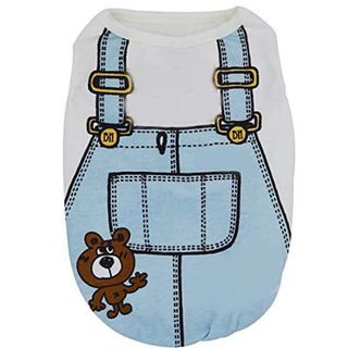 Pet Clothes Small Dog Casual Cotton Nylon Printed Design Vest Jumper with Bear
