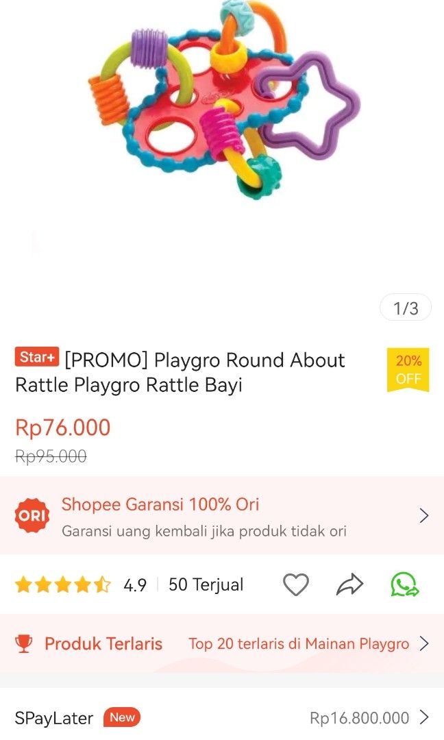 Playgro round about rattle, Bayi & Anak, Mainan & Baby Walker di Carousell