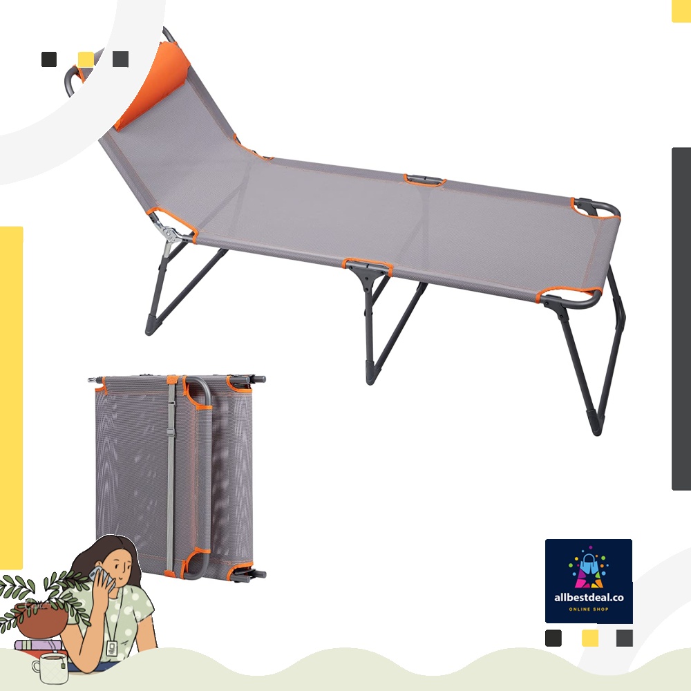 Portal adjustable folding reclining sales lounger beach bed cot