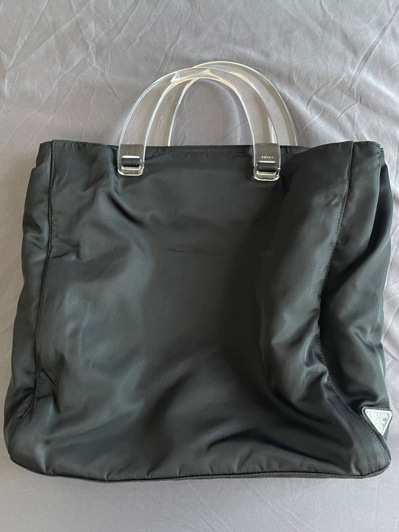 Prada Black Nylon Tessuto & Plex Tote Bag