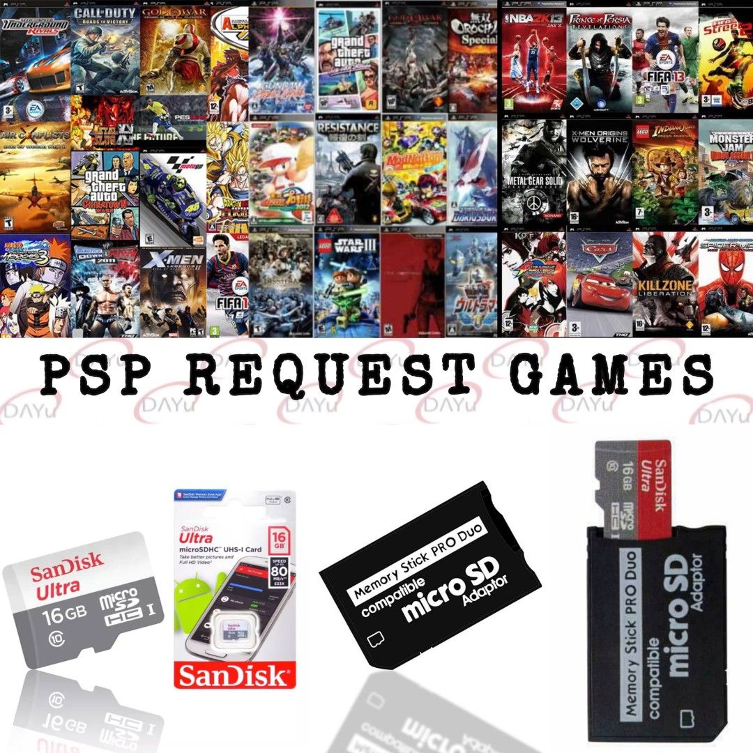 PSP SD Card with Games, Video Gaming, Video Game Consoles, PlayStation on  Carousell