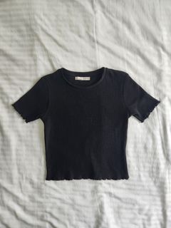 Pull & Bear Black Ribbed Textured Shirt