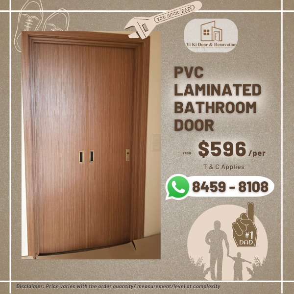 PVC Laminated Bathroom Door, Furniture & Home Living, Bathroom