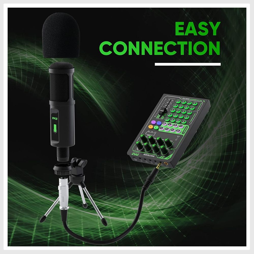 Gaming,　Broadcast　Pro　Condenser　Streaming　w/Microphone　mixer　Audio　w/FX,　PC,　for　Ambient　Bluetooth　Card　Equipment　Audio,　Audio　Phone,　Sounds　PKSCRD308,　Sound　DJ　Set,　Recording　Interface　Studio,　Other　Live　Portable　Pyle　podcasts