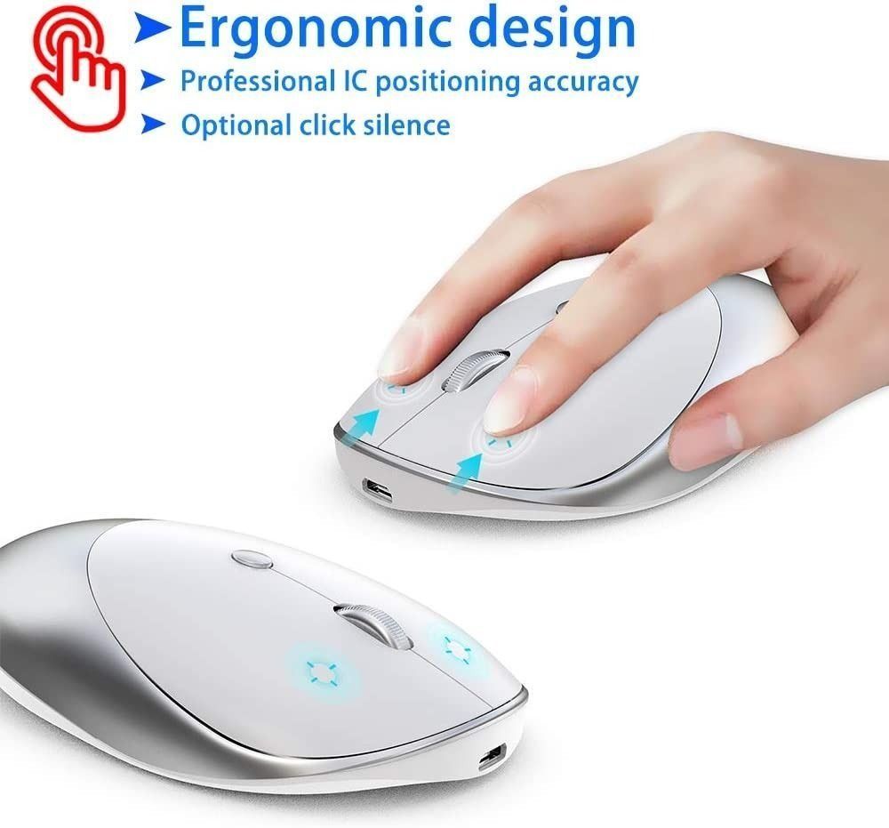Rechargeable Bluetooth Mouse,Easy-Switch up to 3 Devices,Noiseless ...