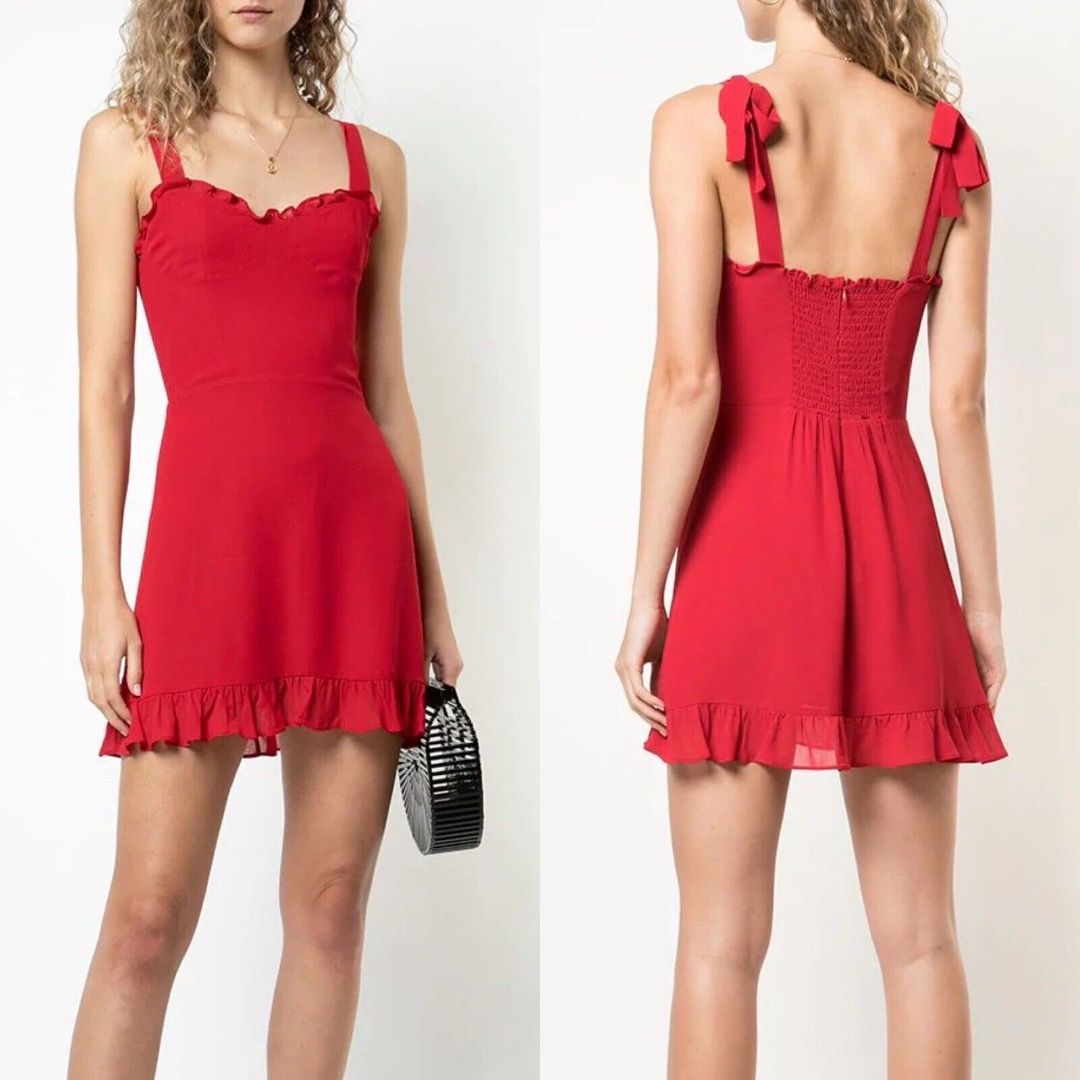 Reformation Ref Christine Mini Dress in Lipstick red