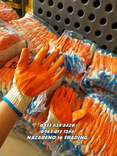safety Gloves Orange Coated Gloves